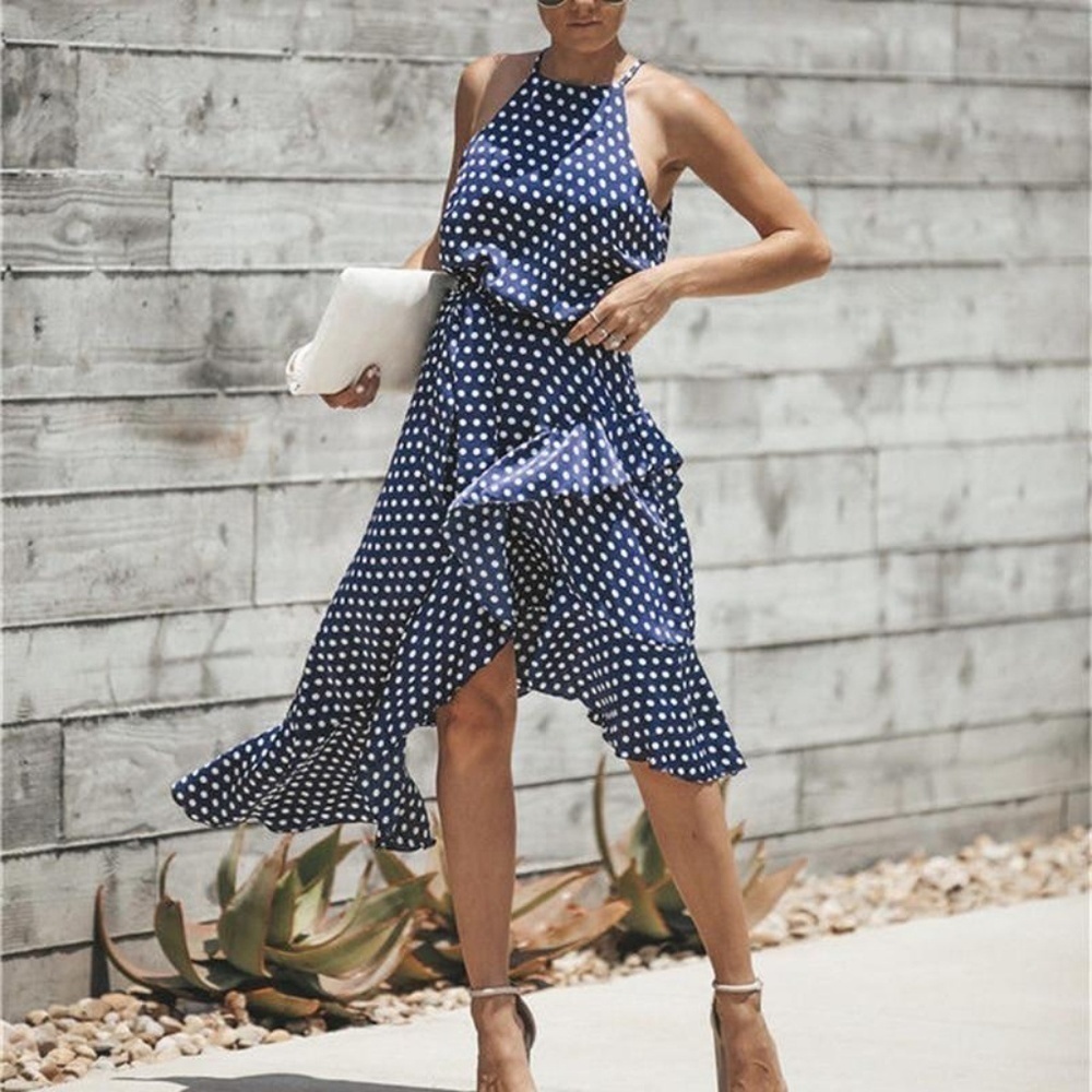 Polka dots slip dress